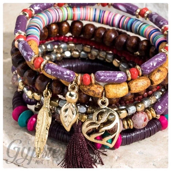 TEN Layer Stacked Beaded Bracelets - Picture 5 of 7